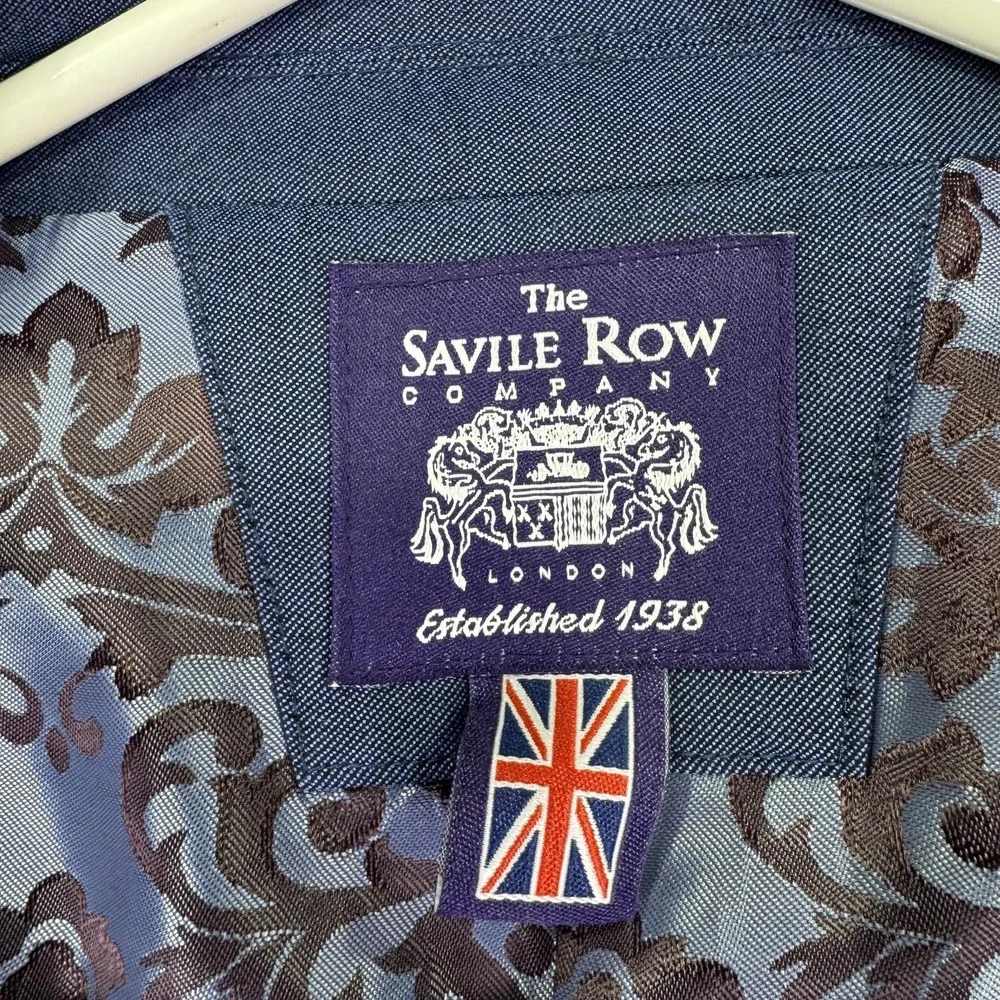 The Savile Row Company Blazer Mens 44R Blue Brixton Stretch Lined Suit Formal